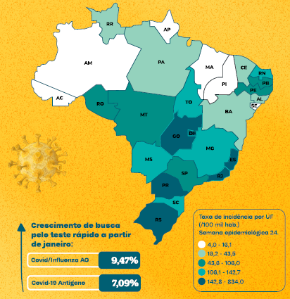 Taxa de incidência de Covid-19 no Brasil
