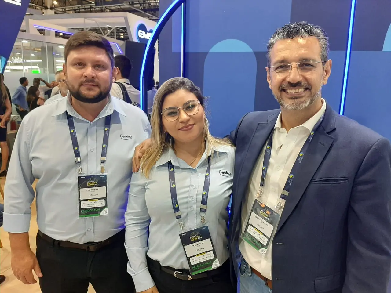 Equipe do Grupo Geolab: Fabio Plaine, Isis Dornelas e Vagner Nogueira (diretor da Gbio, divisão da farmacêutica focada em saúde ocular)