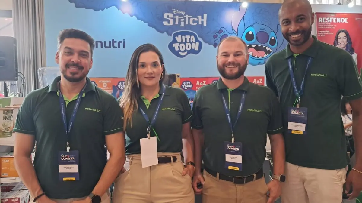 Equipe animada da Maxinutri – Gustavo Aiello, Letícia Bauleo, Diego Silveira e Wallace Machado