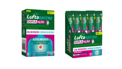 Nova fórmula do LuftaGastro Dupla Ação é a única que neutraliza a acidez e forma uma barreira protetora