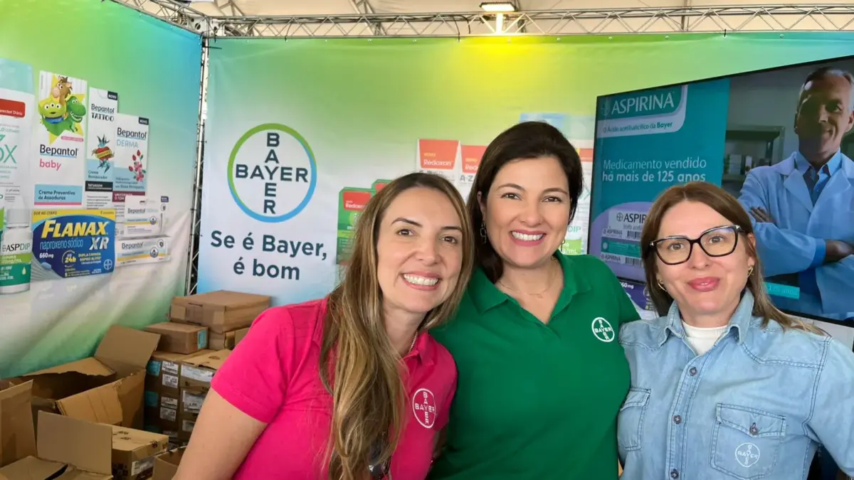 O estande da Bayer recebeu filas por produtos como Bepantol e outros mimos